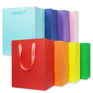 MOXARYSU 8 Pcs Medium Gift Bags With Handles: 8x5x10 Rainbow Colour Gift Bags Kraft Paper Party Favor Bags With 16 Tissues For Party,Birthday,Baby Shower,Wedding（8 Colors）