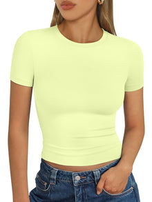 Trendy Queen Womens Short Sleeve T Shirt Buttery Soft Summer Tops Basic Tees