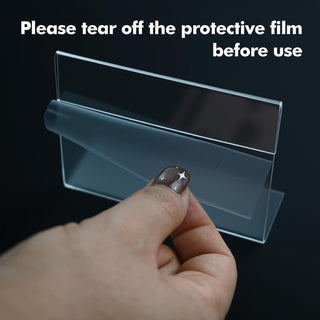 16 PCS 3.5 X 2.5 Inch Acrylic Business Card Holders,Clear Name Display Slant Back Sign Holders Card Stand Organizer for Desk Office Men Women,L Shaped Display Stand,Thickness 0.05inch