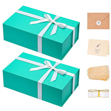LIFELUM Green Gift Box for Presents 1 Pack 13.85 x 8.35 x 4.45 inch Big Decorative Large Gift Box for Clothes with Magnetic Lids Luxury Accessories Card, Ribbon, Filler,Sticker