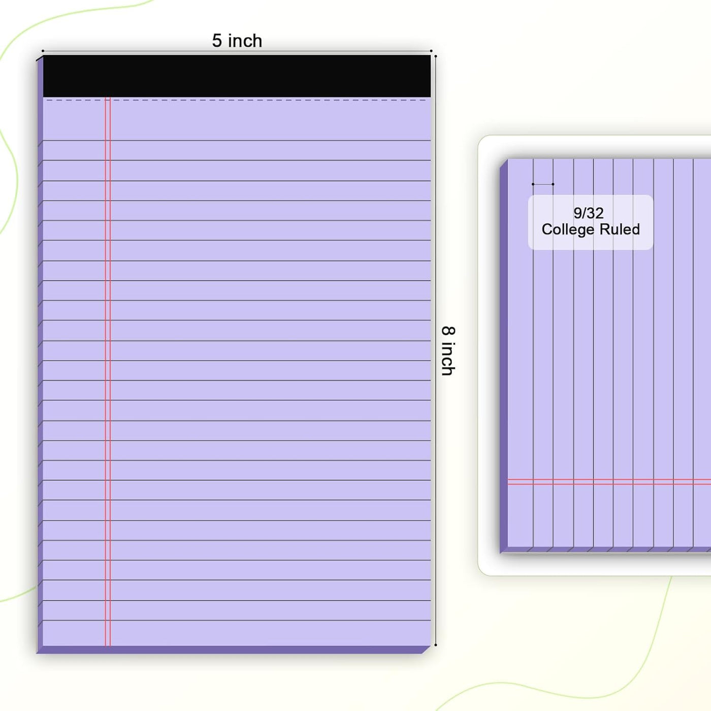 AILZFEI 5pcs Colored Note Pads 5x8 College Ruled Small Legal Pads Paper Notepads 5 Pack Study Back Writing Pads 5 x 8 Paper Pads Perforated Narrow Ruled Pads of Paper 30 Sheets/Pack