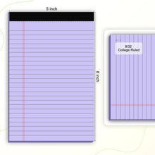 AILZFEI 5pcs Colored Note Pads 5x8 College Ruled Small Legal Pads Paper Notepads 5 Pack Study Back Writing Pads 5 x 8 Paper Pads Perforated Narrow Ruled Pads of Paper 30 Sheets/Pack