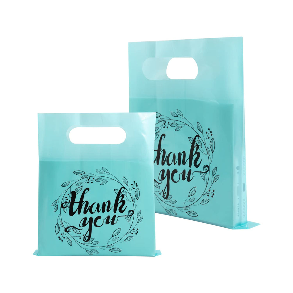 Wishop 100 Pieces Pink Thank You Merchandise Bags Party Gift Bags Candy Bags for Boutique, Retail, Gift Bags, Clothes, Party Favors (Pink/Gold, 6.3x7.9 Inches)