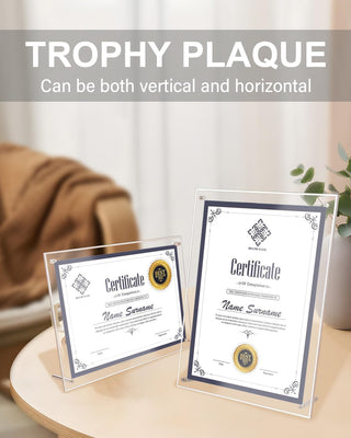 Award Plaques,13 x 9.5 in Acrylic Certificate Frame,Employee of The Month Plaque,Picture Plaques Holds A4 Size Paper,Placed Your Award,Diploma Certificate (Acrylic Plaque)