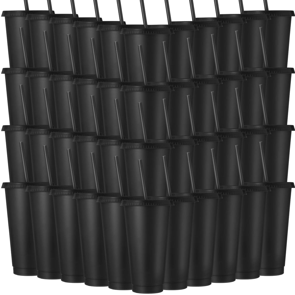 Honeydak 15 Pack Tumbler with Straw and Lid Bulk Cups for Gifts Water Bottle Iced Coffee Travel Mug Cup Reusable Plastic Tumblers for Party Birthdays 24-27 oz (Solid Color)