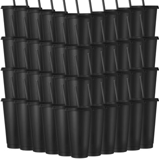 Honeydak 15 Pack Tumbler with Straw and Lid Bulk Cups for Gifts Water Bottle Iced Coffee Travel Mug Cup Reusable Plastic Tumblers for Party Birthdays 24-27 oz (Solid Color)