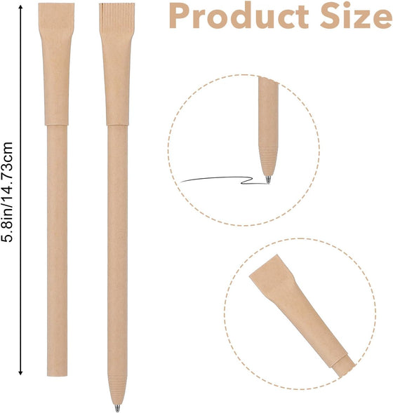 100pcs Paper Pens with Black Ink - Eco-Friendly Recyclable Cardboard Barrel Pens, Bullet Tip 1.0mm for Smooth Writing, Office School Supplies - hover image