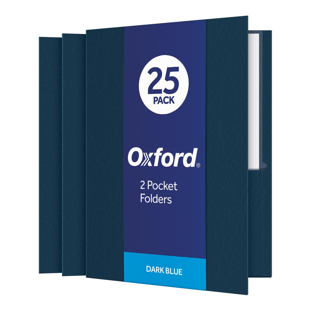 Oxford Twin-Pocket Folders, Textured Paper, Letter Size, Black, Holds 100 Sheets, Box of 25 (57506EE), 8-1/2 x 11