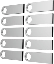 ABLAZE 128MB Flash Drive 10 Pack, Metal USB 2.0 Thumb Drives with Keychains USB Sticks Pendrives (Sliver)