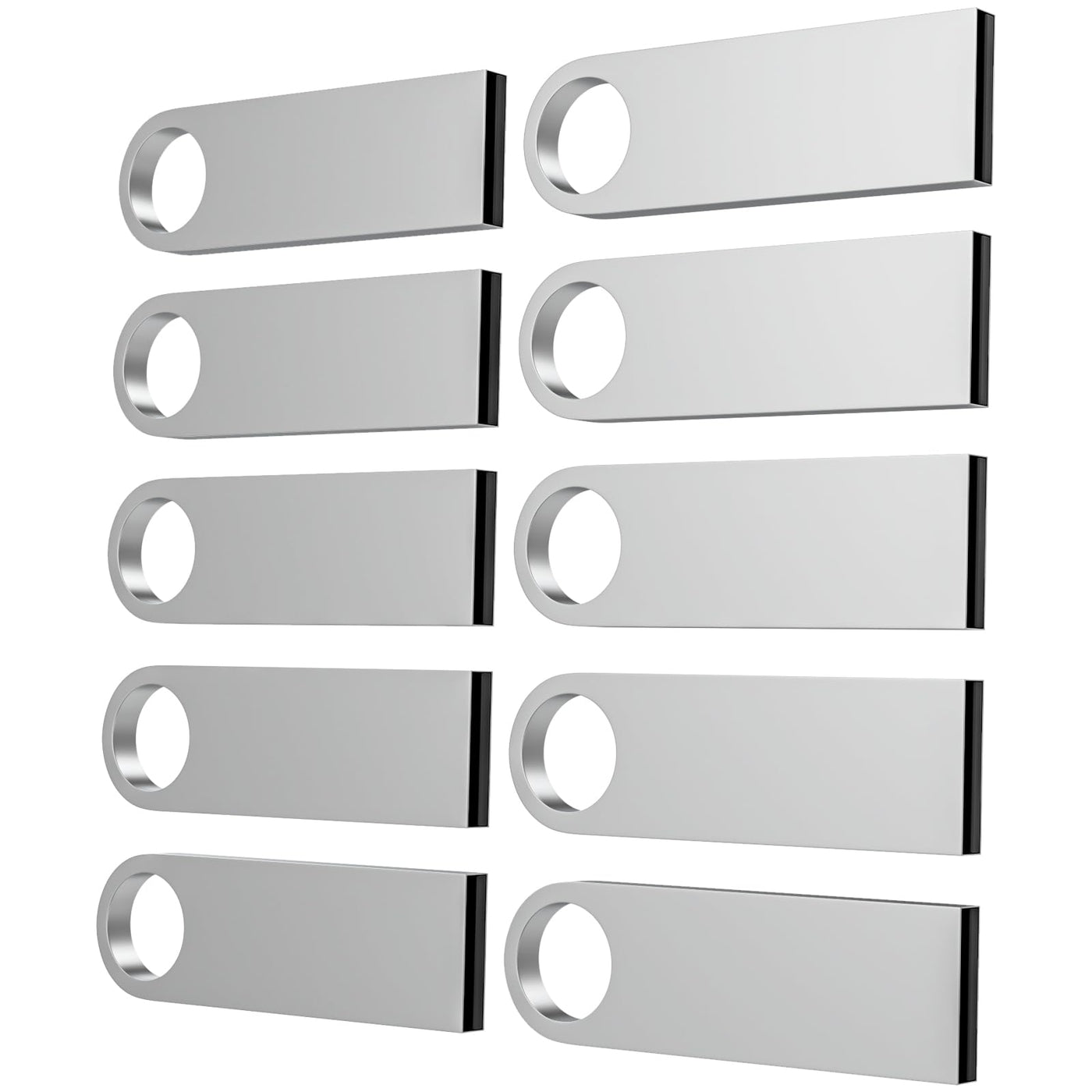 ABLAZE 128MB Flash Drive 10 Pack, Metal USB 2.0 Thumb Drives with Keychains USB Sticks Pendrives (Sliver)