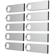 ABLAZE 128MB Flash Drive 10 Pack, Metal USB 2.0 Thumb Drives with Keychains USB Sticks Pendrives (Sliver)