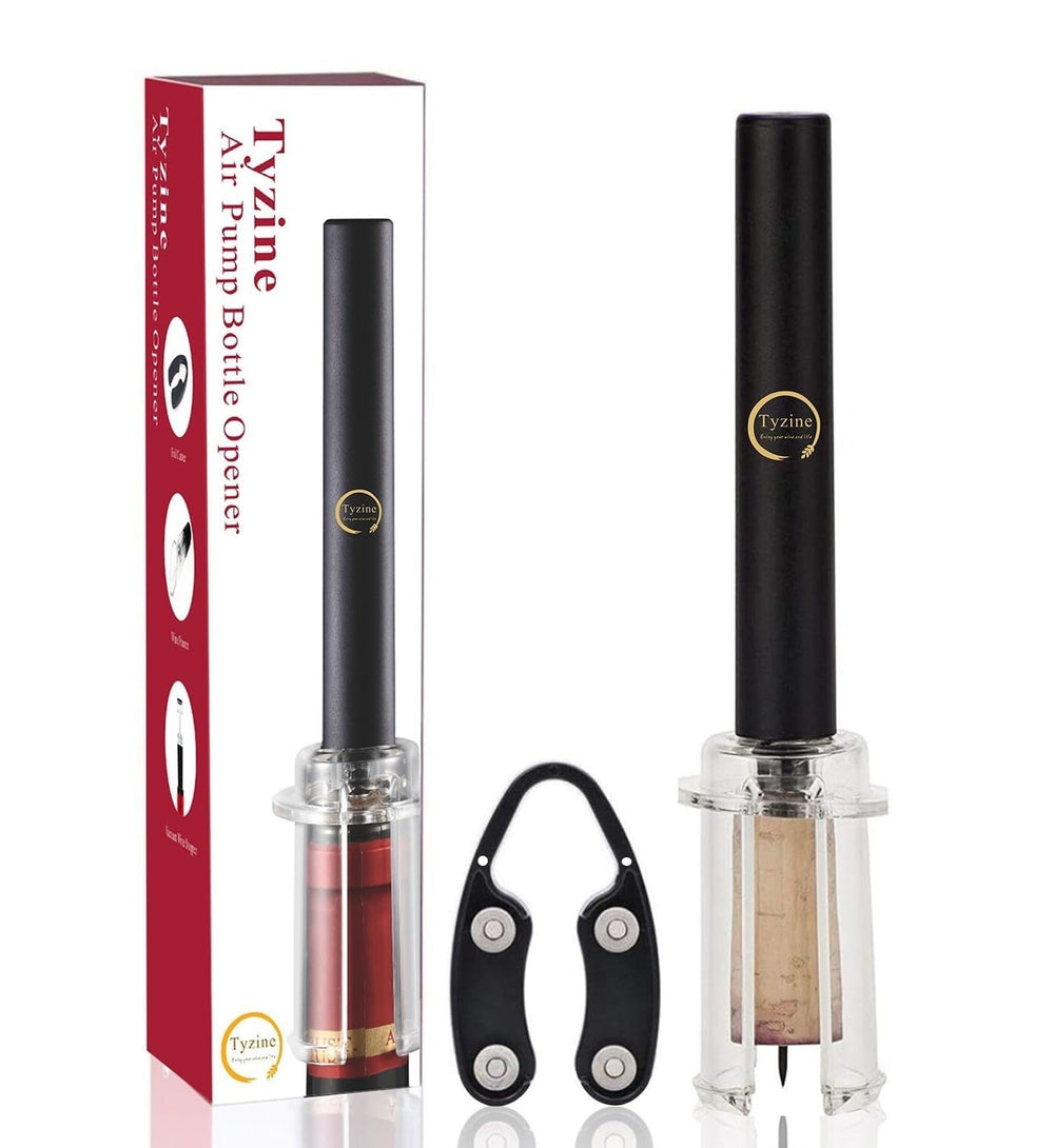 Air Pressure Pump Bottle Opener With Foil Cutter,Aerator Pourer,Vacuum Stopper(4PCS),Simple Cork Remover,Efficient Corkscrew Bottle Opener,Great For Wine Lovers,Perfect Wine Gift.