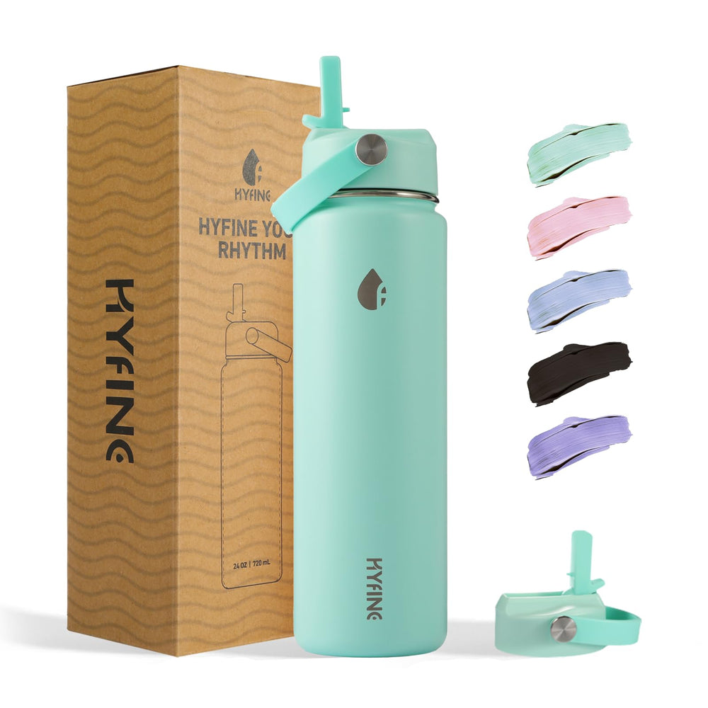 ThermoProof Double-Walled Vacuum Insulated Stainless Steel Water Bottle - Wide Mouth Canteen, Straw Lids, Dishwasher Safe, Reusable, Leakproof, Hot & Cold for Men, Women - 24oz (pink)