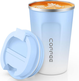 SPLMIFA Travel coffee mugs leak-proof, reusable coffee cups with lids, stainless steel vacuum insulated coffee tumblers, thermal insulation cups for men & women keep drinks hot & cold(2nd-Black, 12OZ)
