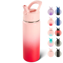 Fijinhom 18oz Insulated Stainless Steel Water Bottle with Straws, Double Wall Vacuum Insulated Bottles, Metal Thermo for Travel, Sports, Leak-Proof, BPA Free, Women & Men, Black