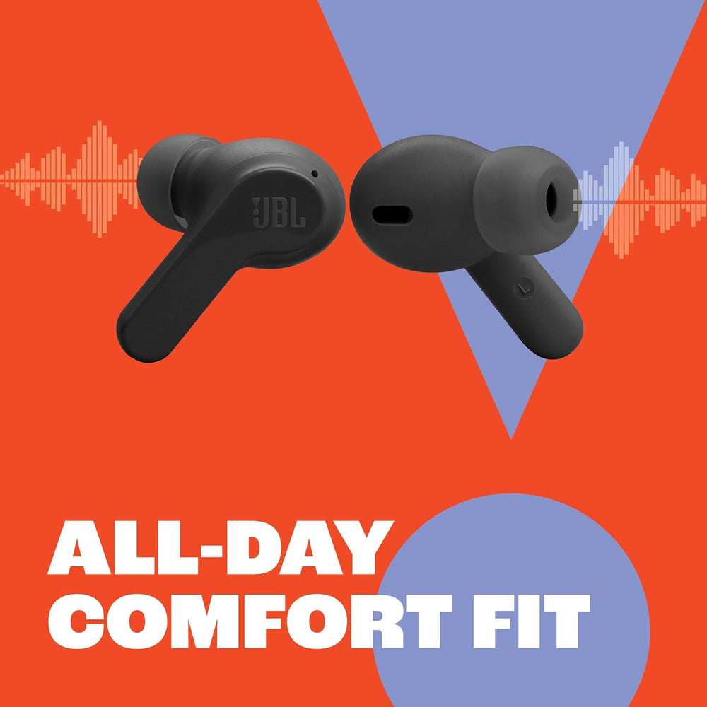 JBL Vibe Beam - True Wireless JBL Deep Bass Sound Earbuds, Bluetooth 5.2, Water & Dust Resistant, Hands-Free Call with VoiceAware, Up to 32 Hours of Battery Life (Black)