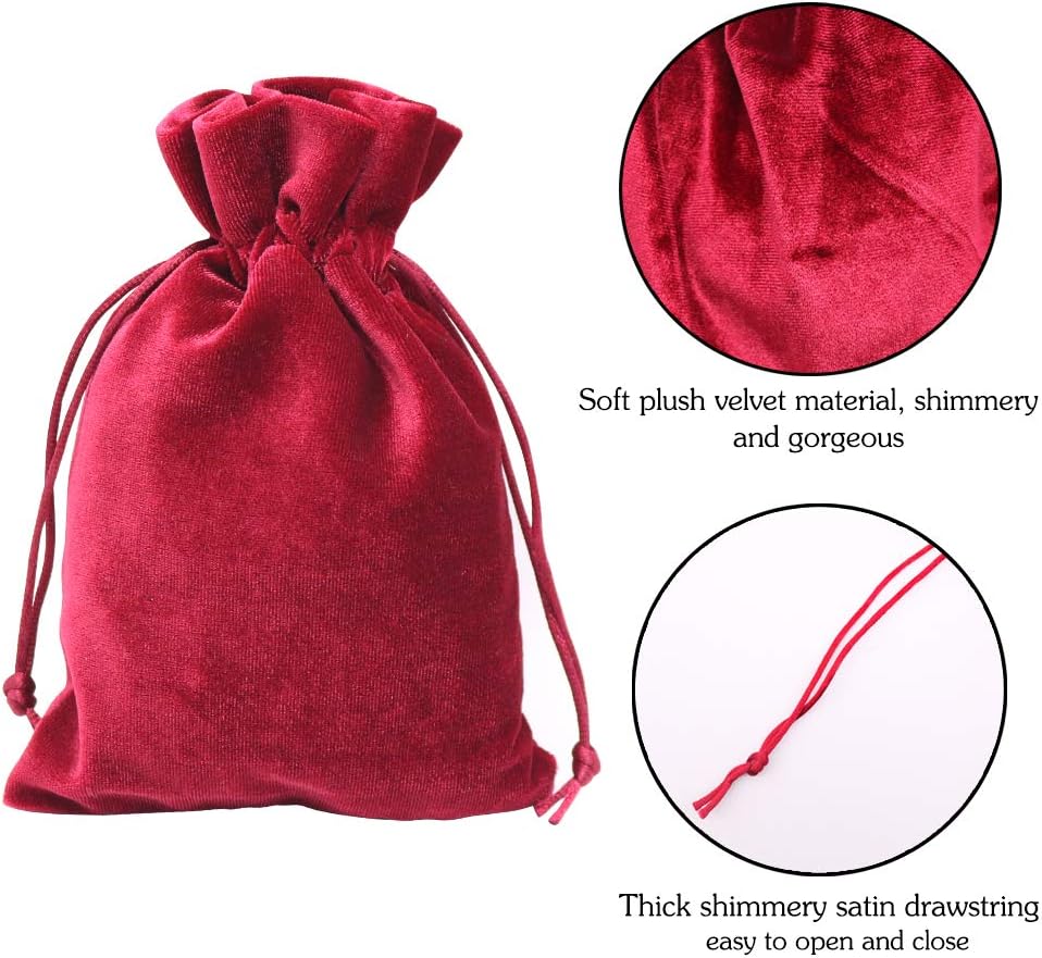 HRX Package Soft Velvet Gift Bags, 5.1x7.8 inch Velvet Drawstring Pouches for Tarot Rune Jewelry Crystal 4 Pack