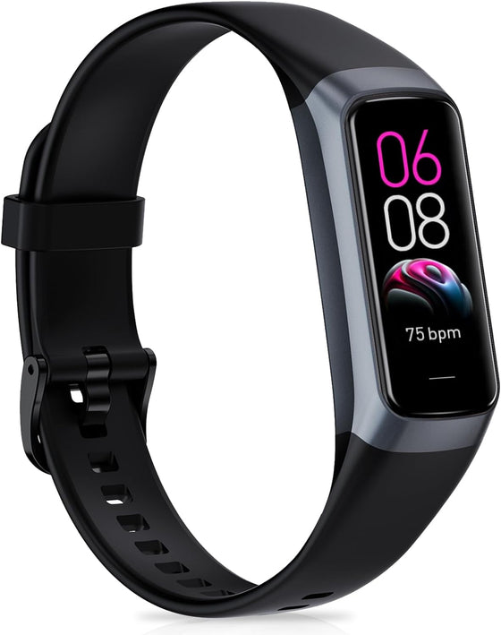 Fitness Tracker with 24/7Heart Rate, Blood Pressure, Sleep Tracking, Calorie, Activity Tracker with 1.1" AMOLED Color Screen, Waterproof Step Tracker for Android iPhones Women Men