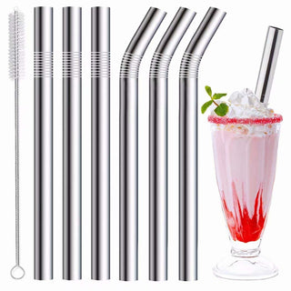 Vinaco Stainless Steel Smoothie Straws, 0.4'' Extra Wide Reusable Metal Drinking Straws for Milkshake, Smoothie, Beverage, Set of 4 with 1 Cleaning Brush
