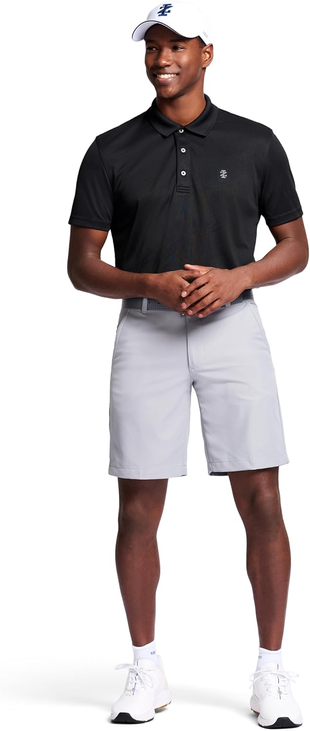 Izod Men's Performance Golf Grid Short Sleeve Stretch Polo Shirt