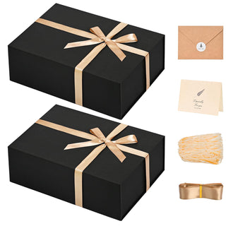 LIFELUM Green Gift Box for Presents 1 Pack 13.85 x 8.35 x 4.45 inch Big Decorative Large Gift Box for Clothes with Magnetic Lids Luxury Accessories Card, Ribbon, Filler,Sticker