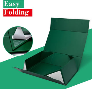 LIFELUM Green Gift Box for Presents 1 Pack 13.85 x 8.35 x 4.45 inch Big Decorative Large Gift Box for Clothes with Magnetic Lids Luxury Accessories Card, Ribbon, Filler,Sticker