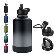 RUBYFLASK 32oz Insulated Water Bottle with Straw, Stainless Steel Metal Vacuum Water Flask, Large Thermal Water bottle with Leakproof 3 Lids for Travel, Camping, Gym Sports Indigo Black