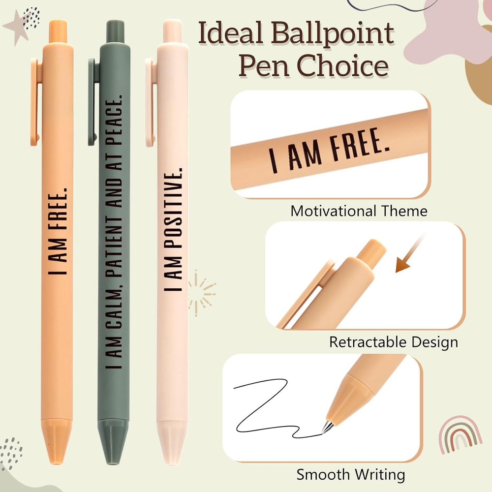 Funrous 48 Pcs Positive Affirmation Pens Bulk Retractable Motivational Ballpoint Pens Inspirational Gift for Staff Teacher Coworker Student Employee Appreciation School Office Home(Color 1)