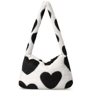 Fuzzy Tote Bag Y2K Fluffy Shoulder Bag Women Furry Purse Large Cute Plush Bag Ladies Faux Fur Bag for Autumn and Winter
