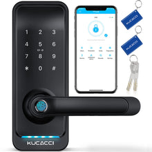 Keypad Smart Door Lock with Handle: Kucacci Keyless Entry Smart Lock for Front Door - Electronic Code for Exterior Door - Retrofit Knob Deadbolt Lock(Silver)
