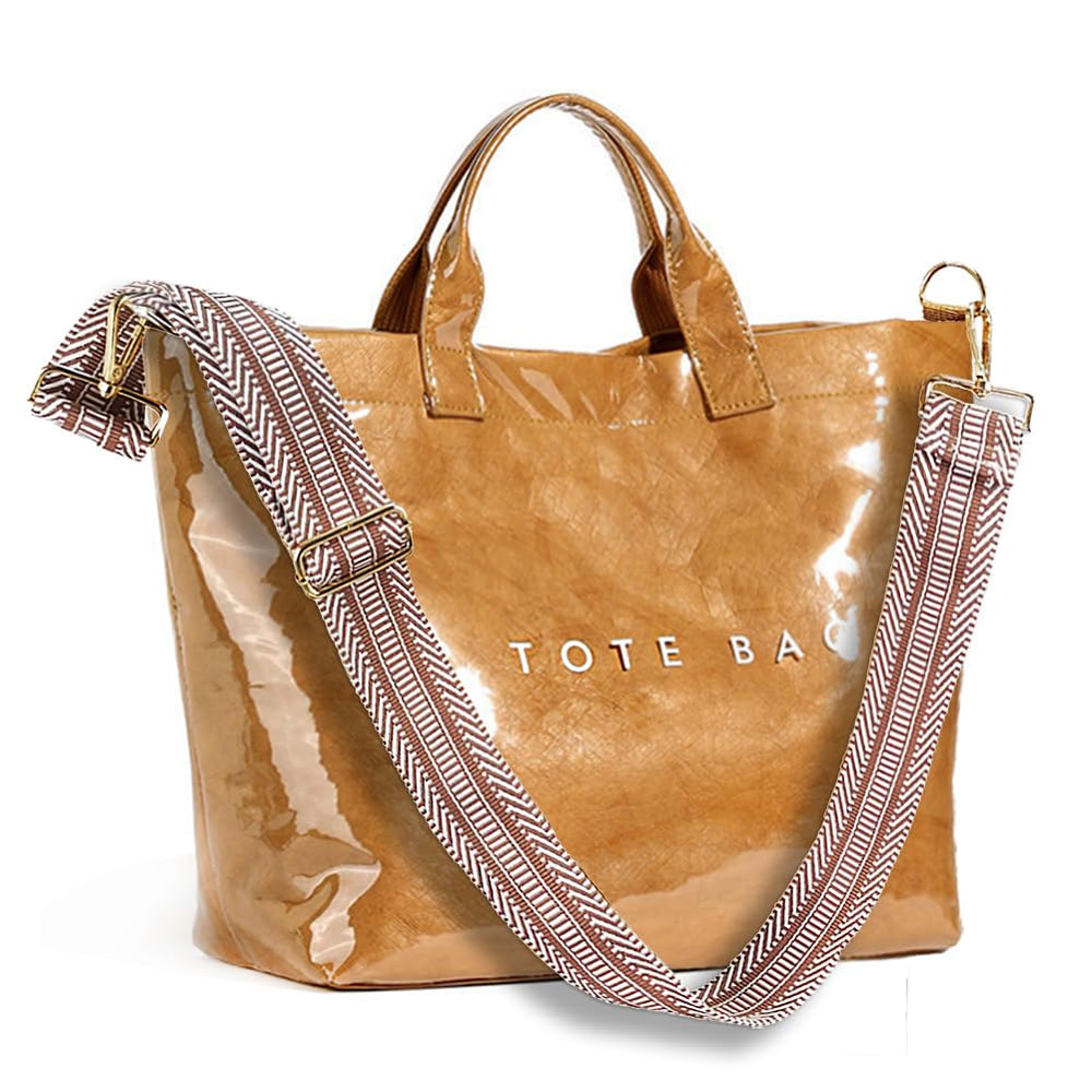 KAMEILONG Women's Large PVC Tote Bag Letters Print Handbags Paper Shoulder Bag Clear Shopping Hobo Bag