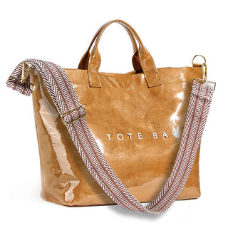 KAMEILONG Women's Large PVC Tote Bag Letters Print Handbags Paper Shoulder Bag Clear Shopping Hobo Bag