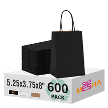 MESHA Brown Paper Bags 8x4.25x10.5 Inch 20Pcs, Paper Bags with Handles, Sturdy Brown Gift Bags for Retail, Birthday Party Favors, Shopping, Small Business (Made in USA)