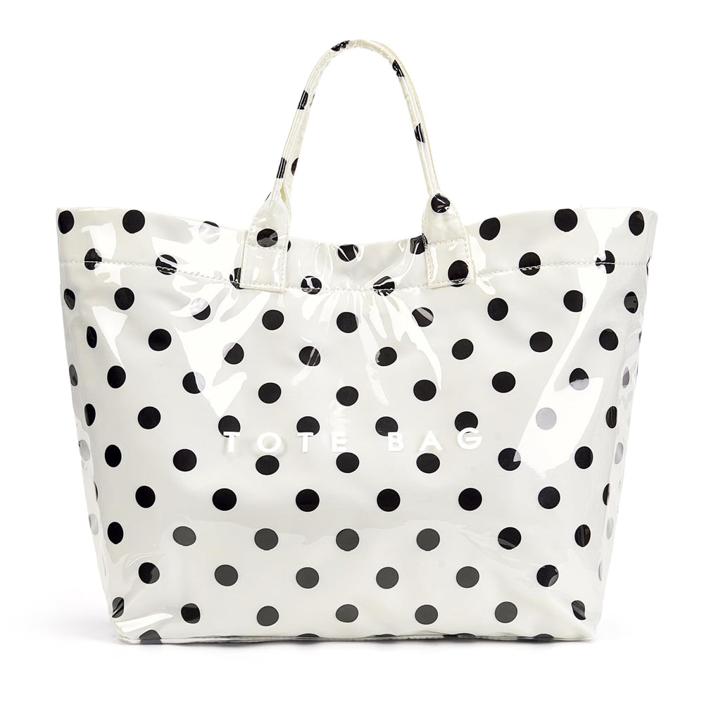 Lushandy PVC Tote Bag Women's Letters Print Hobo Handbag 14L Waterproof Plastic Tote Purse for Work, Beach, Shopping