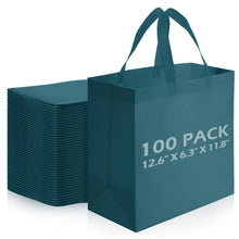 Reginary 100 PCS Reusable Totes Bags - Non Woven Grocery Handle Bags for Shop Events & Retail Store(Rose Pink)