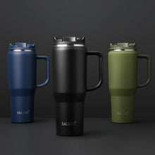 EALGRO 40 oz Tumbler with Handle, Insulated Tumblers with Lid and Straw, Large Metal Sports Water Bottle Jug, Thermal Stainless Steel Travel Coffee Mug Cup, Black