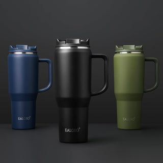 EALGRO 40 oz Tumbler with Handle, Insulated Tumblers with Lid and Straw, Large Metal Sports Water Bottle Jug, Thermal Stainless Steel Travel Coffee Mug Cup, Black