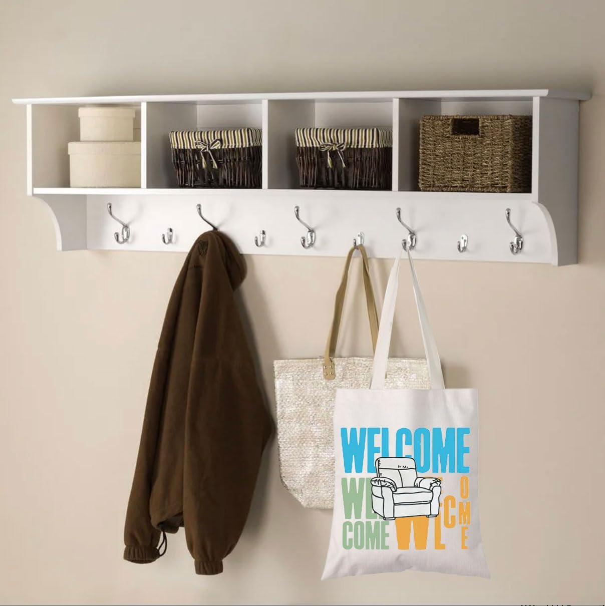 WCGXKO Armchair Expert Gift Welcome Welcome Welcome Armcherry Podcast Fan Merch Canvas Tote Bag