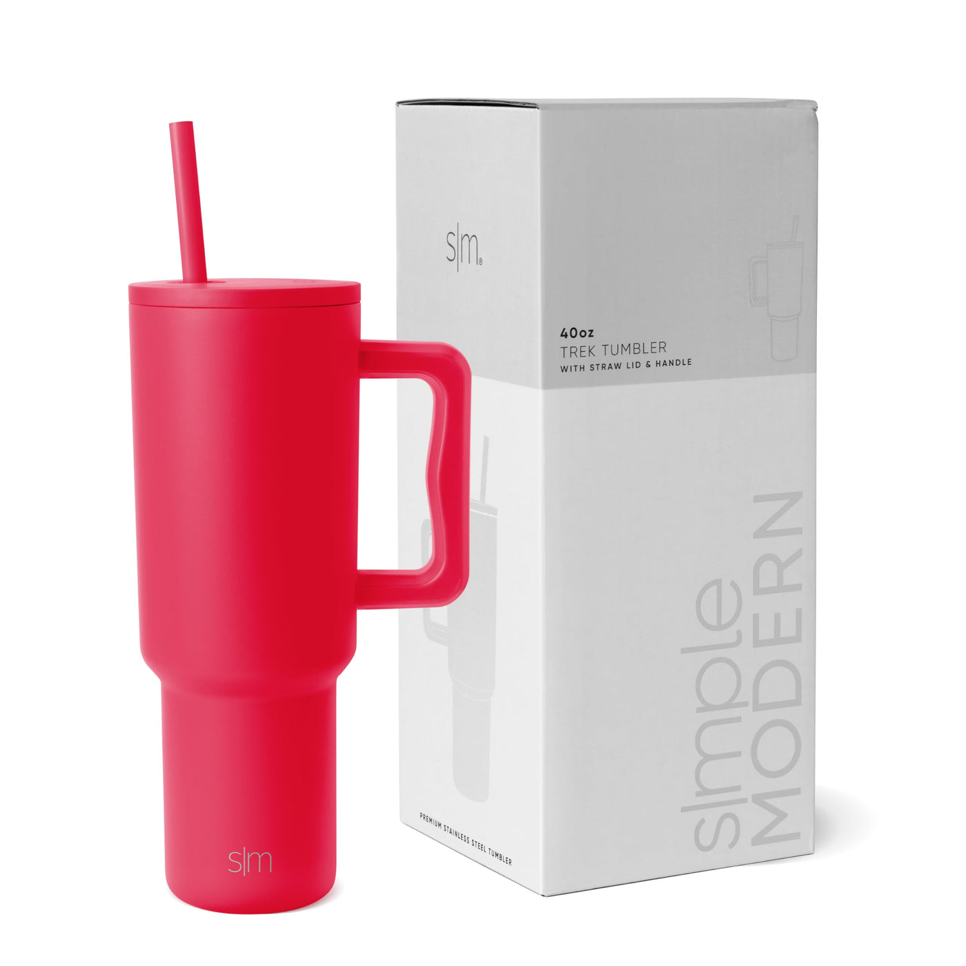 Simple Modern 40 oz Trek Tumbler with Handle and Straw Lid | Cup Holder Friendly Insulated Stainless Steel Travel Mug | Midnight Black