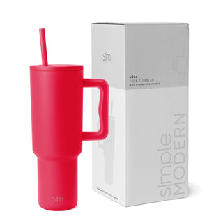 Simple Modern 40 oz Trek Tumbler with Handle and Straw Lid | Cup Holder Friendly Insulated Stainless Steel Travel Mug | Midnight Black