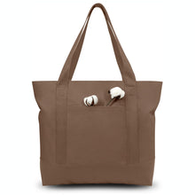 TOPDesign 1 | 3 | 6 | 30 Pack Canvas Tote Bag with an External Pocket, Reusable Grocery Shopping Bag, Top Zipper Closure, Daily Essentials (Black/Natural Pack of 1)