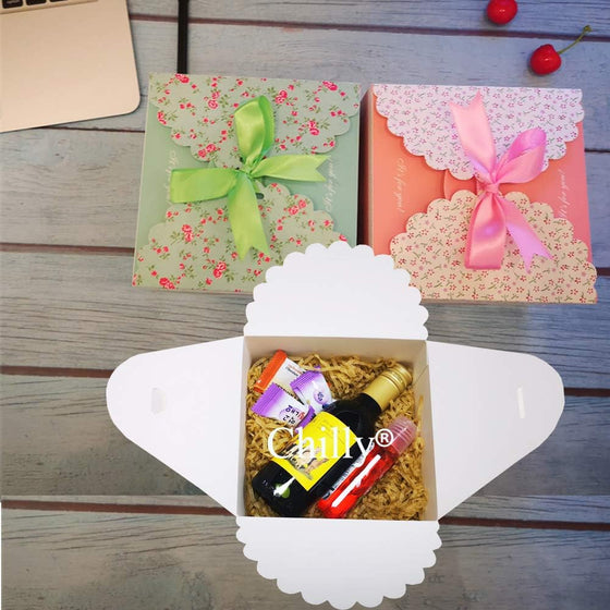 Chilly Gift Boxes, Set of 12 Decorative Treats Boxes, Cake, Cookies, Goodies, Candy and Handmade Bath Bombs Shower Soaps Gift Boxes for Christmas, Birthdays, Holidays, Weddings (Flower Patterned) - hover image