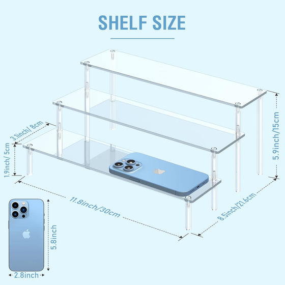 Aredpoook Acrylic Display Risers, 3 Tier Perfume Organizer Stand, Clear Cupcake Stand Holder, Large Shelf Risers for Figures, Dessert Shelves for Party, Display Shelf for Decoration and Organizer - hover image