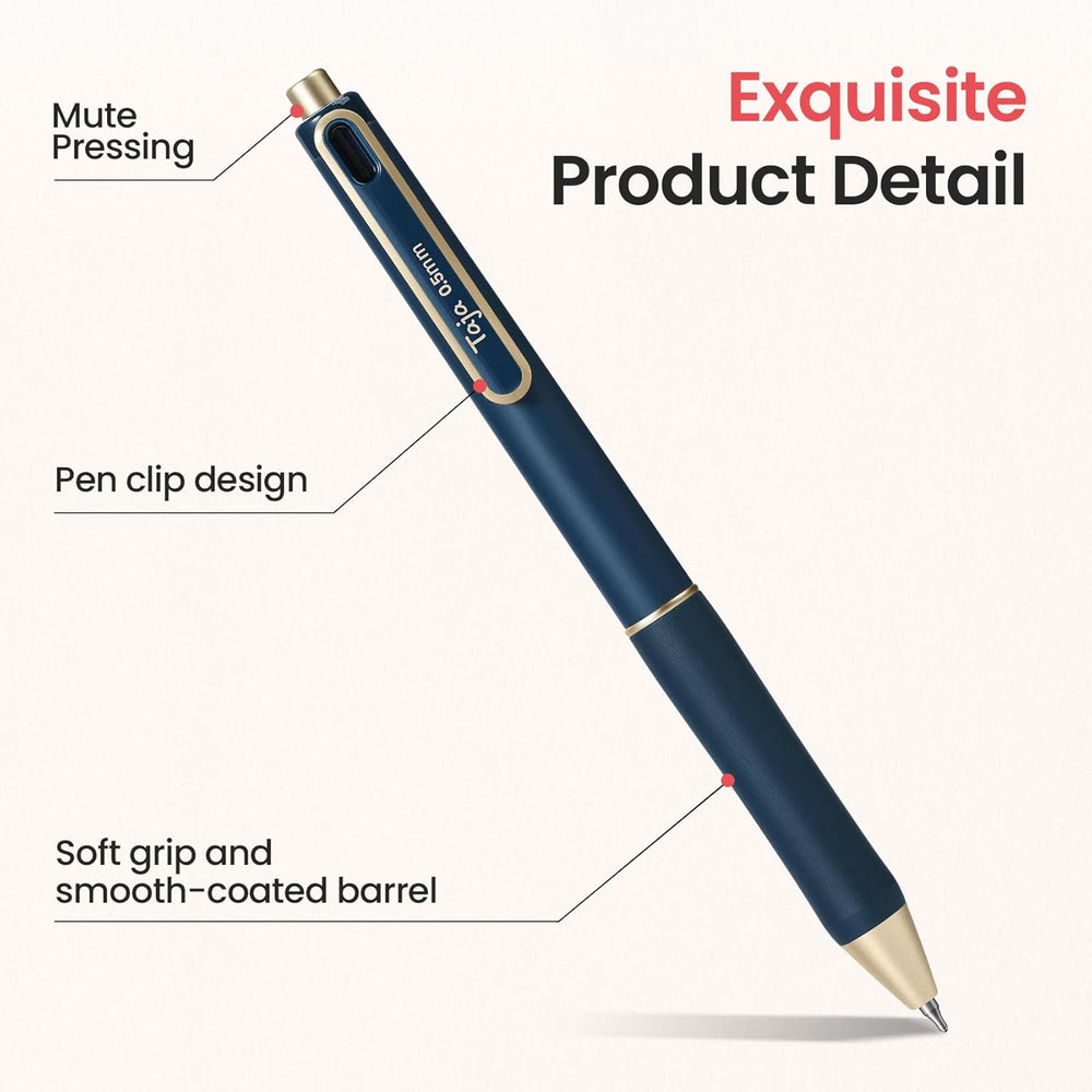 Taja Gel Pens, 6 Pcs Quick Dry Black Gel Ink Pens, 0.5mm Fine Point Smooth Writing Pens for Journaling and Note Taking, Cute Aesthetic Pens for Women & Men-Pastel