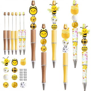 holoith 8 Set Butterfly Flower Beadable Pens Kit, Pen Making Kit with Beads and Refills, Black Ink Ballpoint Smooth Writing, Gift for Diy Present Students Teens Office Supplies