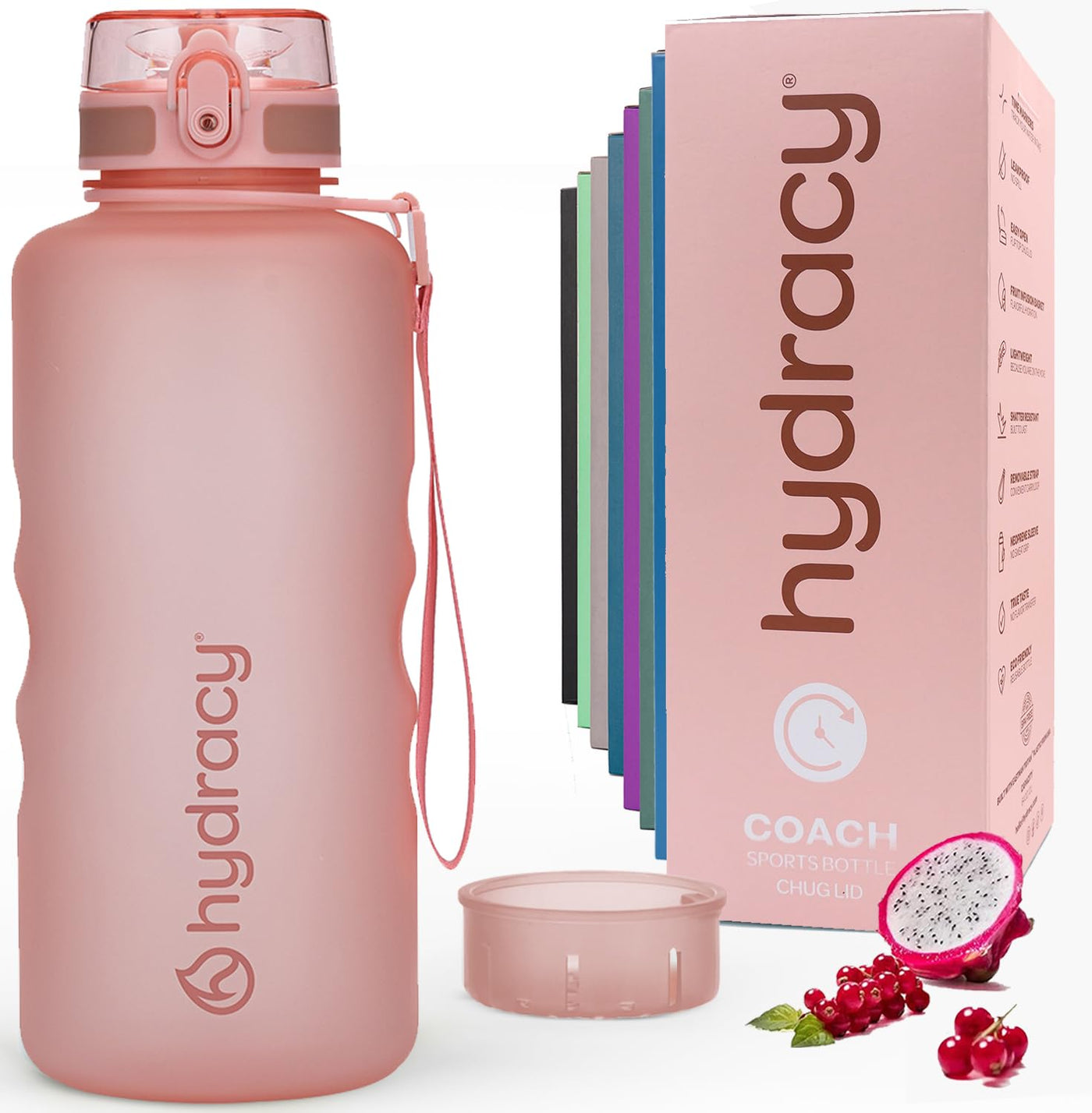 Hydracy Water Bottle with Time Marker -Large BPA Free Water Bottle & No Sweat Sleeve -Leak Proof Gym Bottle with Times to Drink - Ideal for Fitness Sports & Outdoors