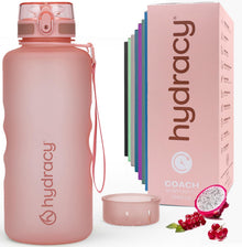 Hydracy Water Bottle with Time Marker -Large BPA Free Water Bottle & No Sweat Sleeve -Leak Proof Gym Bottle with Times to Drink - Ideal for Fitness Sports & Outdoors