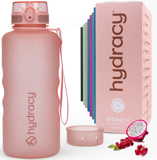 Hydracy Water Bottle with Time Marker -Large BPA Free Water Bottle & No Sweat Sleeve -Leak Proof Gym Bottle with Times to Drink - Ideal for Fitness Sports & Outdoors
