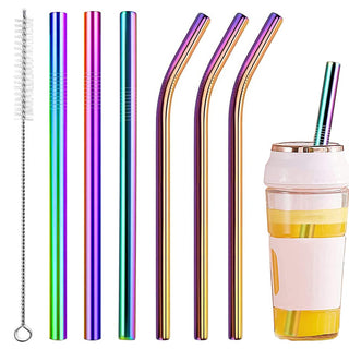 Vinaco Stainless Steel Smoothie Straws, 0.4'' Extra Wide Reusable Metal Drinking Straws for Milkshake, Smoothie, Beverage, Set of 4 with 1 Cleaning Brush