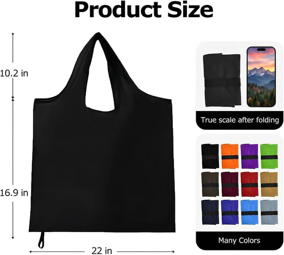 Washable Reusable Grocery Bags, Foldable Reusable Shopping Bags, Polyester Tote, Pocket Size Carrier - hover image